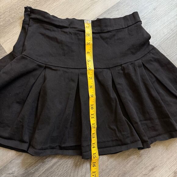 Black Pleated Mini Skirt Cotton Spandex Large Streetwear Goth Punk - Picture 10 of 12
